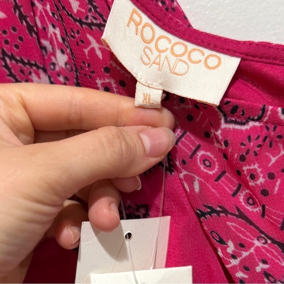 NWT Rococo Sand Romani One Shoulder Bandana Print Dress Sz XL Pink Cocktail - Picture 3 of 12